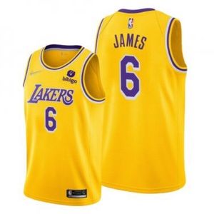 Lakers Lebron #6 Jersey Yellow